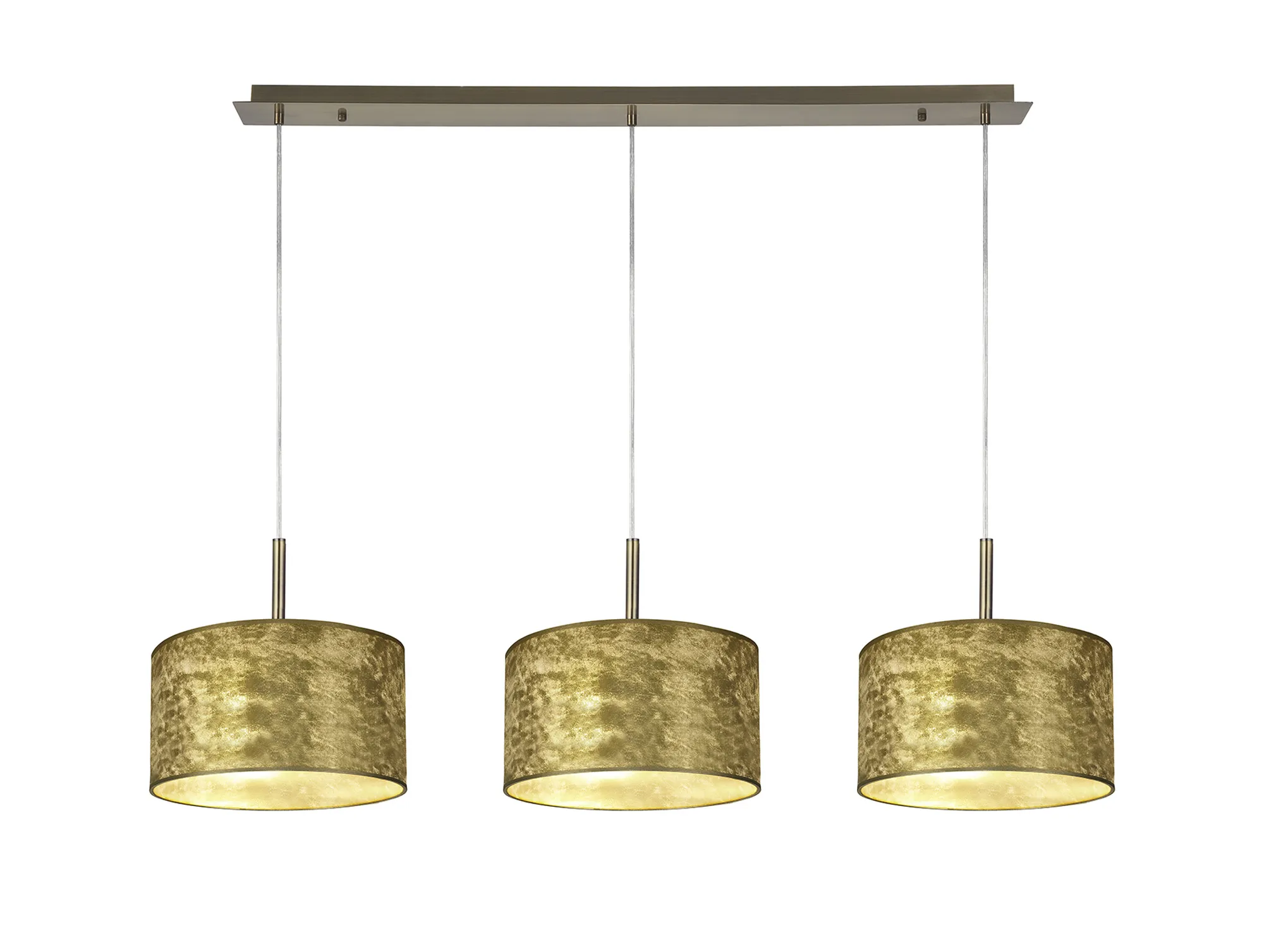 DK0843  Baymont 30cm Shade 3 Light Pendant Antique Brass, Gold Leaf